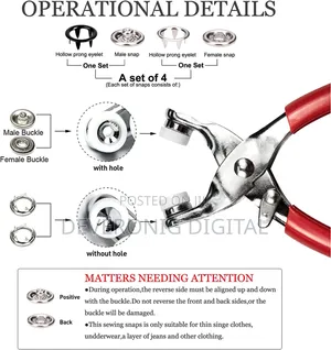 Metallic Snup Button Pliers + 100pc Button Est