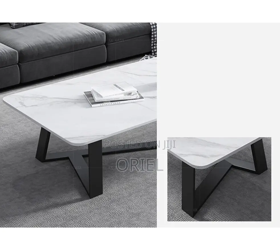 Coffee Tables: Modern Marble Coffee Table With Metal Base