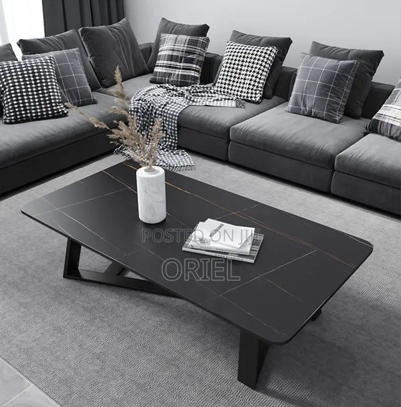 Coffee Tables: Modern Marble Coffee Table With Metal Base