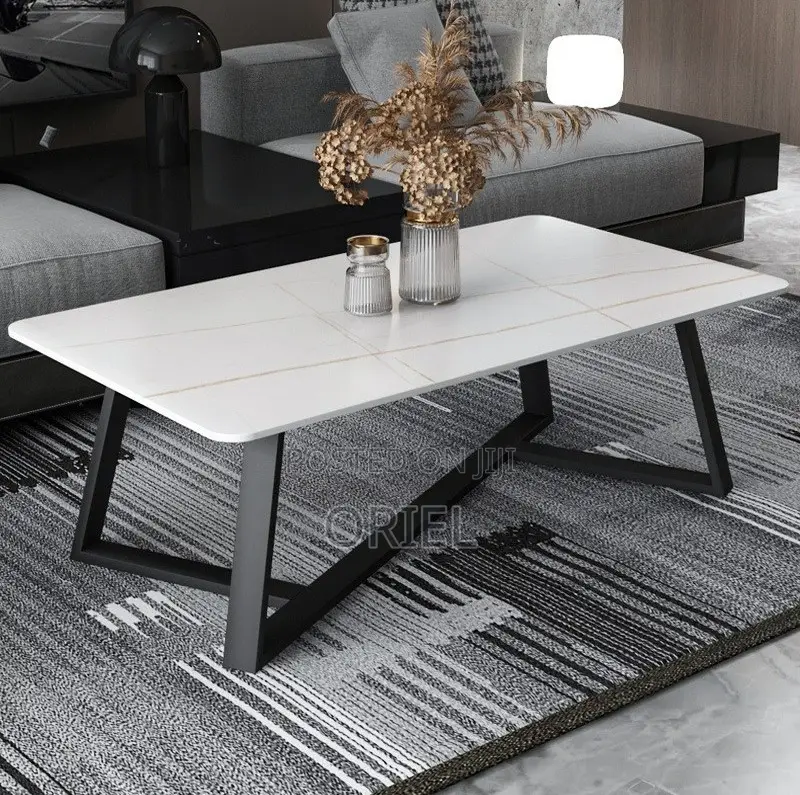 Coffee Tables: Modern Marble Coffee Table With Metal Base