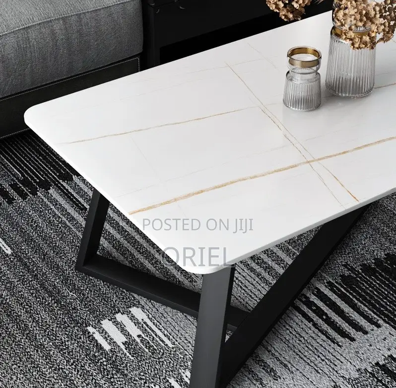 Coffee Tables: Modern Marble Coffee Table With Metal Base