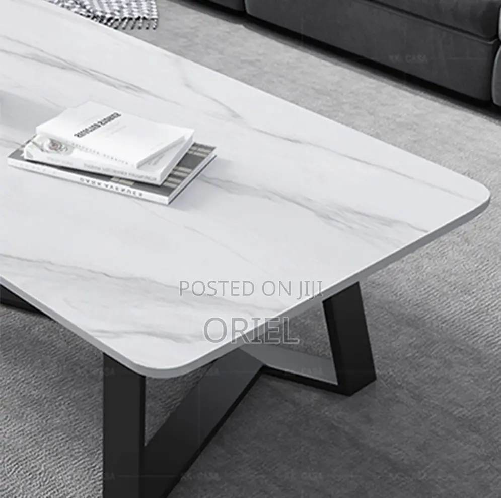 Coffee Tables: Modern Marble Coffee Table With Metal Base