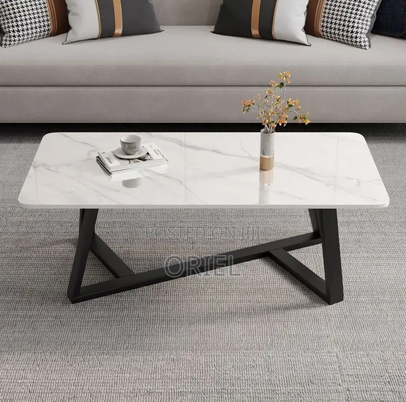 Coffee Tables: Modern Marble Coffee Table With Metal Base