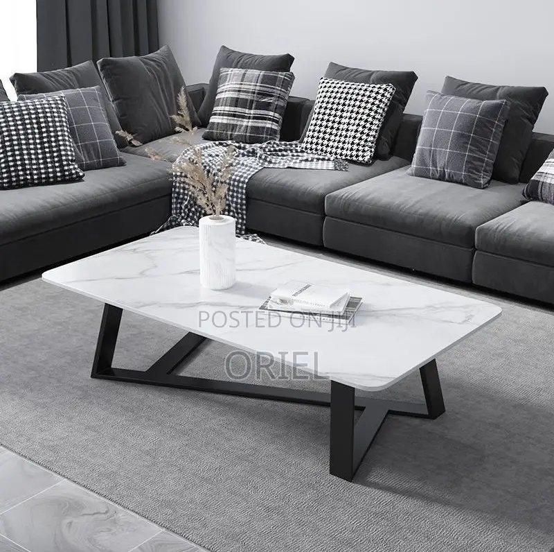 Coffee Tables: Modern Marble Coffee Table With Metal Base