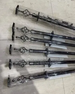 Black 2m Single Adjustable Affordable Window Curtain Rods