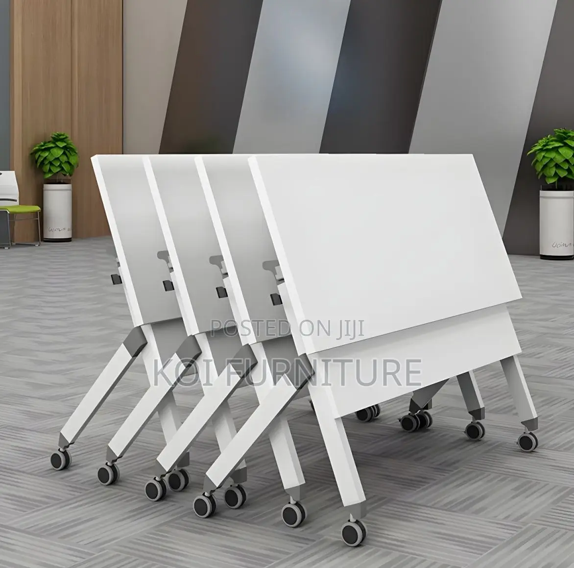 Office Table : Modern Mobile Folding Training and Conference Table,