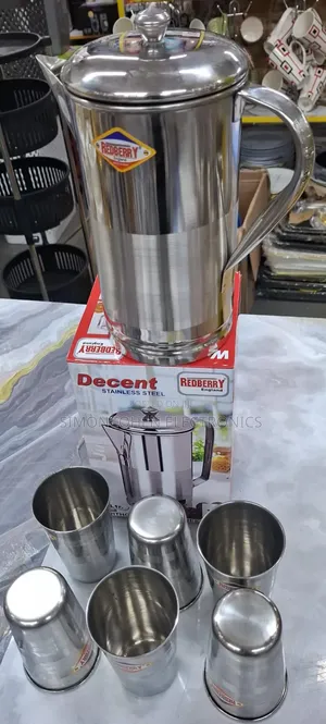 Stainless  Steel Water Jug Plus 6pcs Glass 
Cups