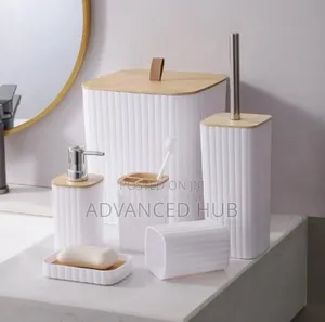 6in1 Exquisite Bathroom Accessories Set With Bamboo Lid