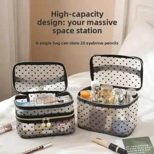 Breathable Cosmetics Organizer Bag Color- Black, Off- White