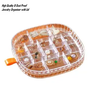 16 Slot Transparent Jewelry Box in 3 Colours