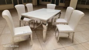 Marble Top With Silver Finish Six Seater Dinning Table