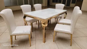 Marble Top, Leather Seats, Six Seater Dinning Table