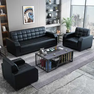 Office Sofa;5-seater Black Executive Office Sofa