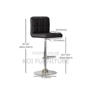 Barstools; Leather Black Swivel Adjustable Ergonomic Barstool
