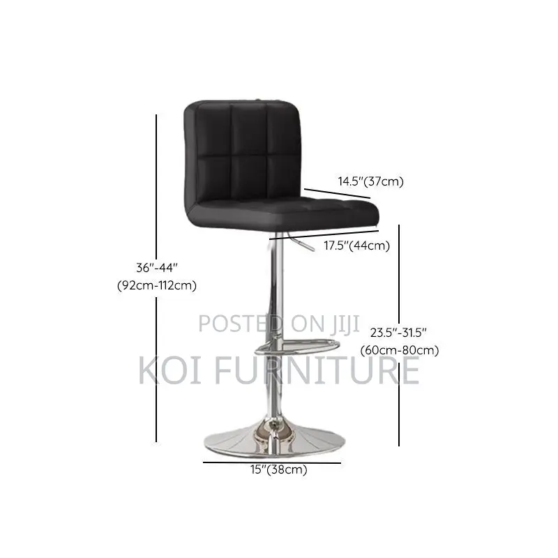 Barstools; Leather Black Swivel Adjustable Ergonomic Barstool