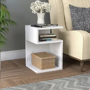 *Joy S-Shaped Side Table With 2 Open Storage Compartments