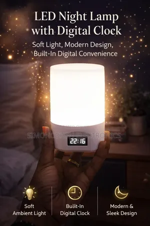 Led Night Lamp With Digital Clock