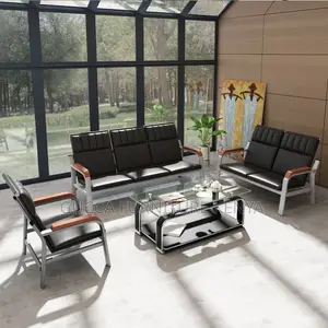 5-seater Leather Cushioned Reception Sofa