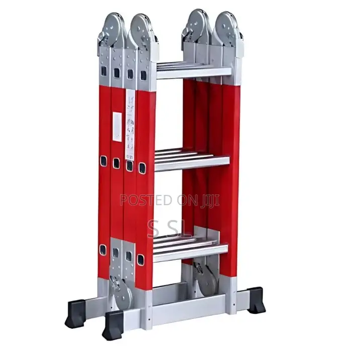 4 X 3 Step Fiberglass Folding Ladder - Red