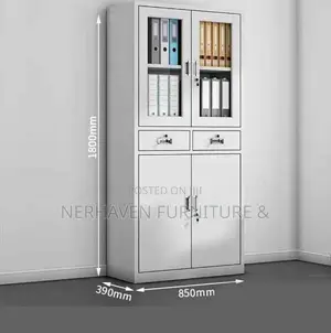 Half Glass Office Cabinet – Modern Storage Solution