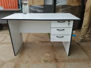 Office White Desk With Black Ripping