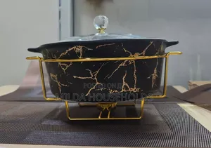 Marble Black Ceramic Serving Pot.