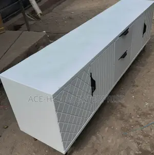 6 Ft - Modern Box Executive Tv Stand, White Design