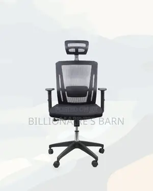 Black Mesh Office Chair Ergonomic Headrest With Nylon Base Support