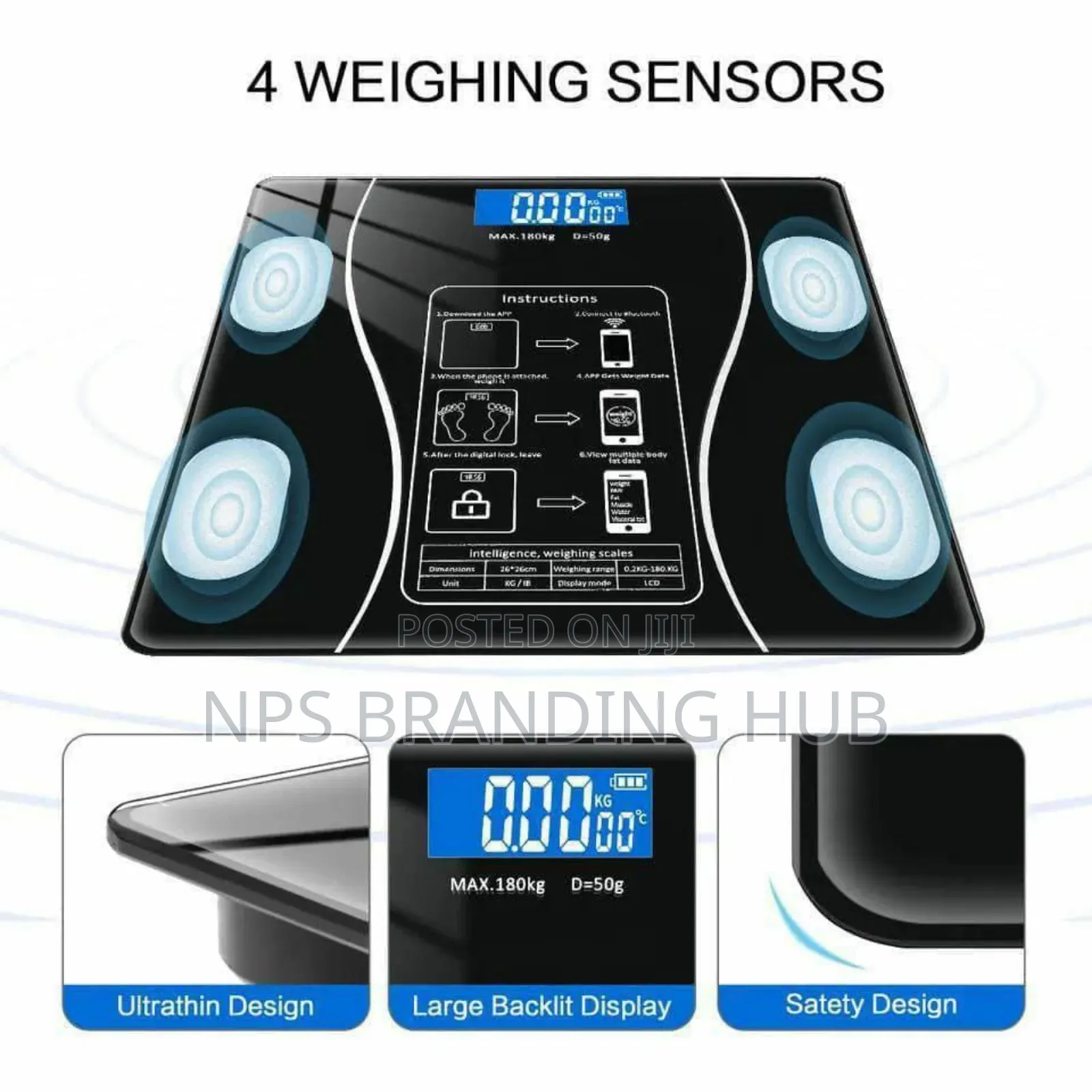 Smart Rechargeable Bluetooth Bmi Weighing Scale Ip