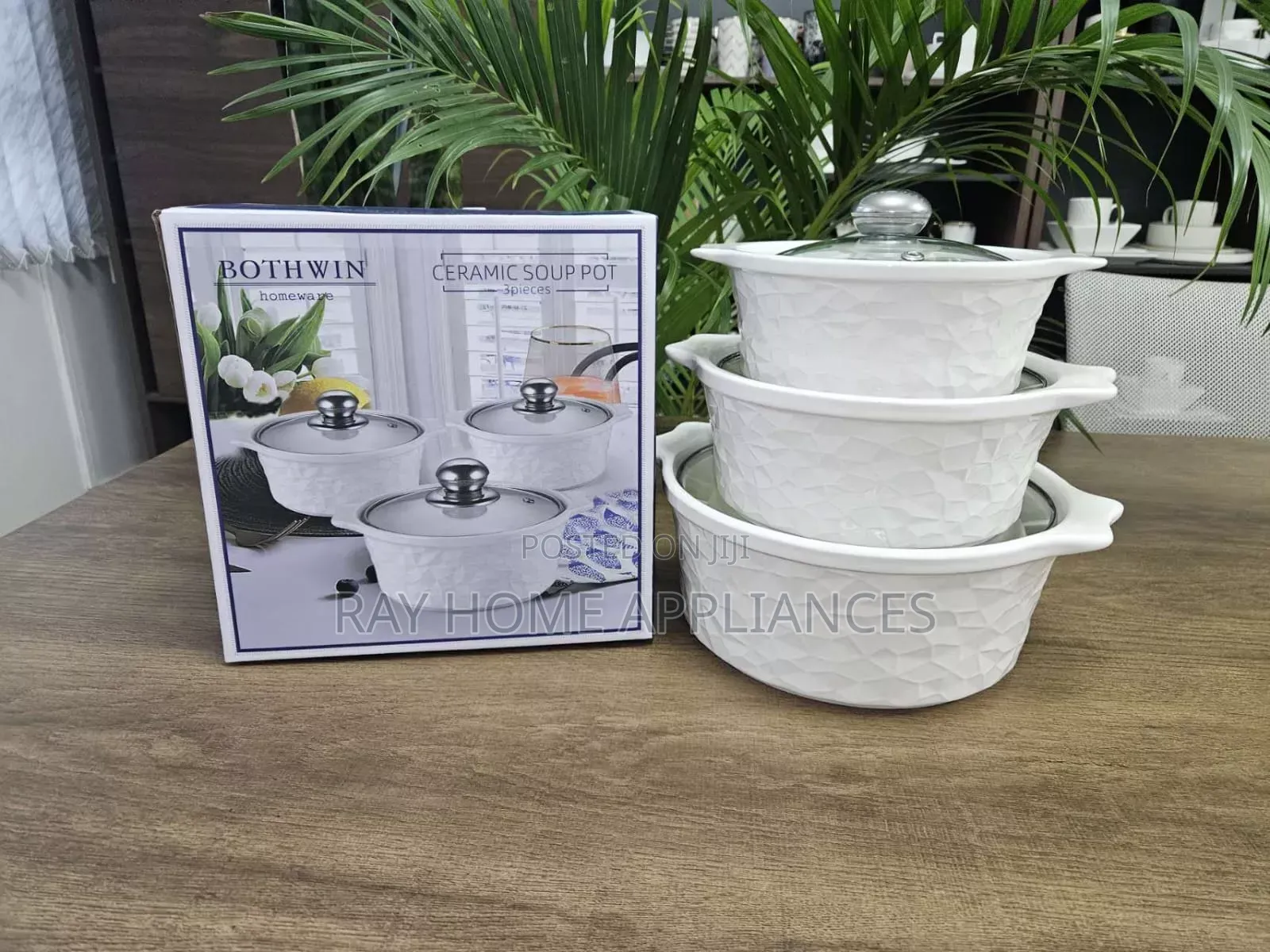 3 Pieces Set Ceramic Casserole Serving Dishes With Glass Cover