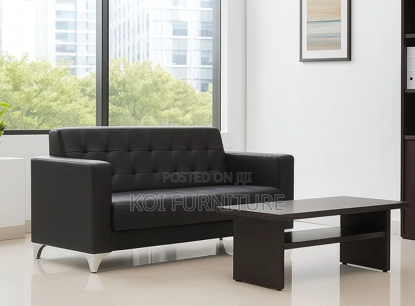 Office Sofa : 3 Seater Leather Office Sofa