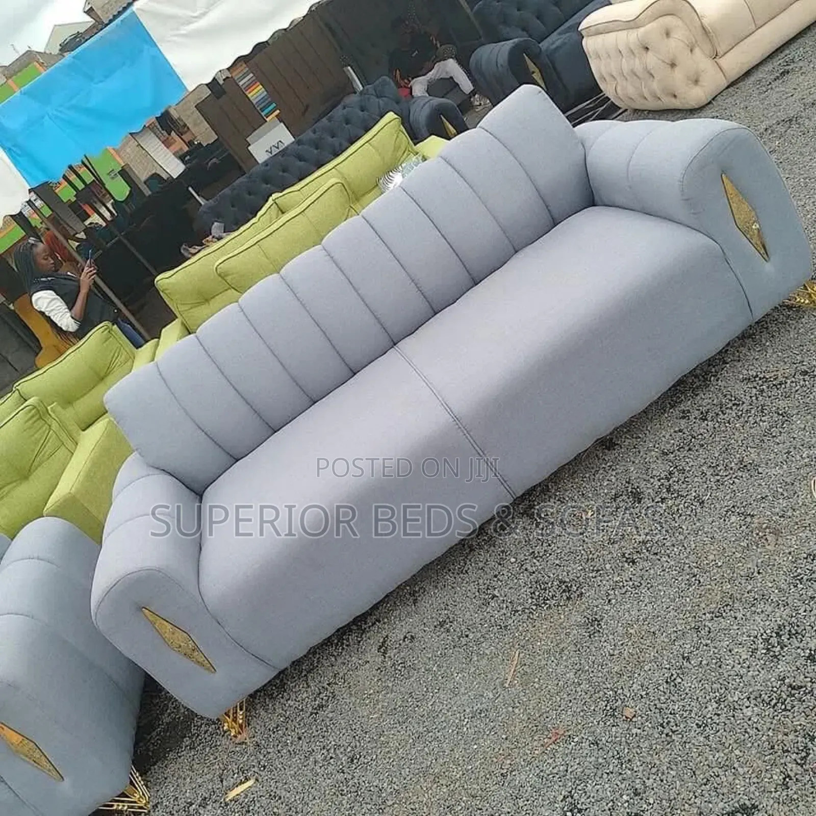 Modern Grey/White 3-Seater Sofa
