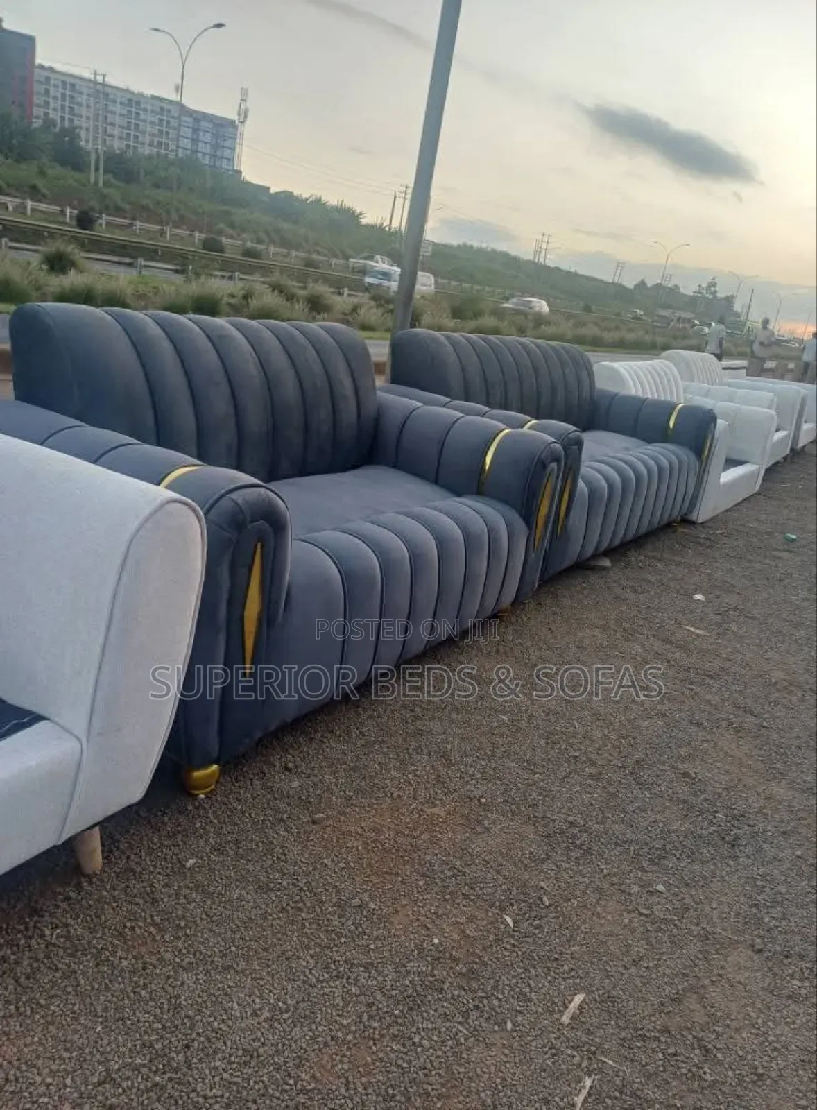 Modern Channel Sofa Set (3 Seater + 2 Seater)