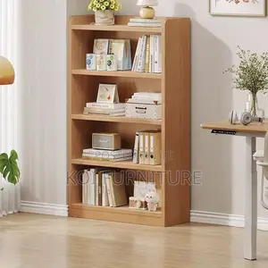 Office Chair : Durable Brown Wooden Vertical Open Storage 5-Shelf