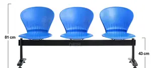Office Bench : 3-Seater Plastic Modern Waiting Bench