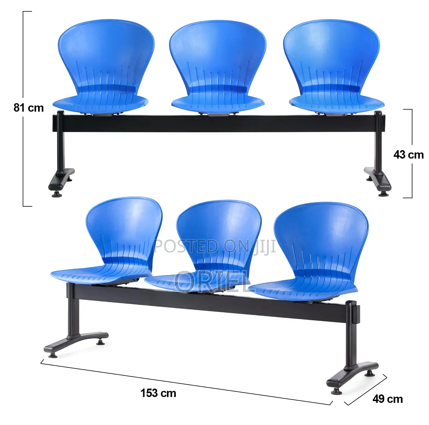 Office Bench : 3-Seater Plastic Modern Waiting Bench