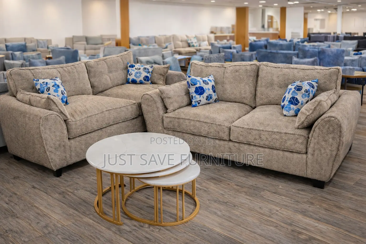 Modern 3+2 Sofa Set With Coffee Table – Comfortable Stylish (Beige)