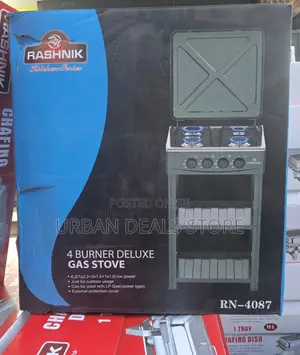 Rashnik 4 Burner Deluxe Gas Stove With Shelves High Quality