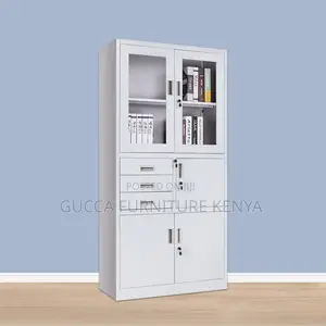 Glass Door Steel Office Filling Cabinet With Safe