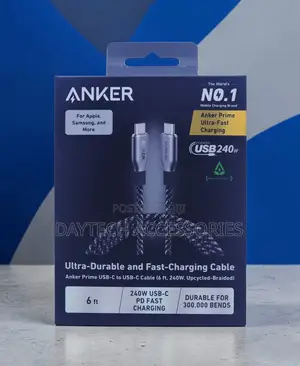 An Anker Prime 240w Usb-C to Usb-C Cable (6 Ft)