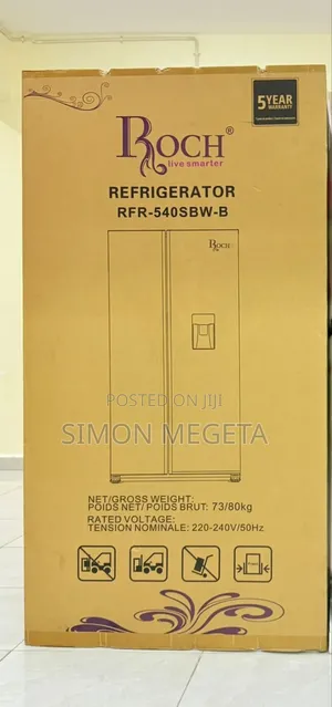 Roch Arfr-540sbw-B 439 Litres Side-by-Side Fridge With Water Dispenser