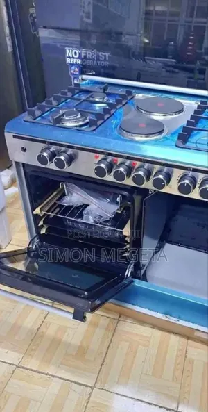 60×90 Cooker4 Gas + 2 Electric Burners, Gas Oven Compartment Sensor.
