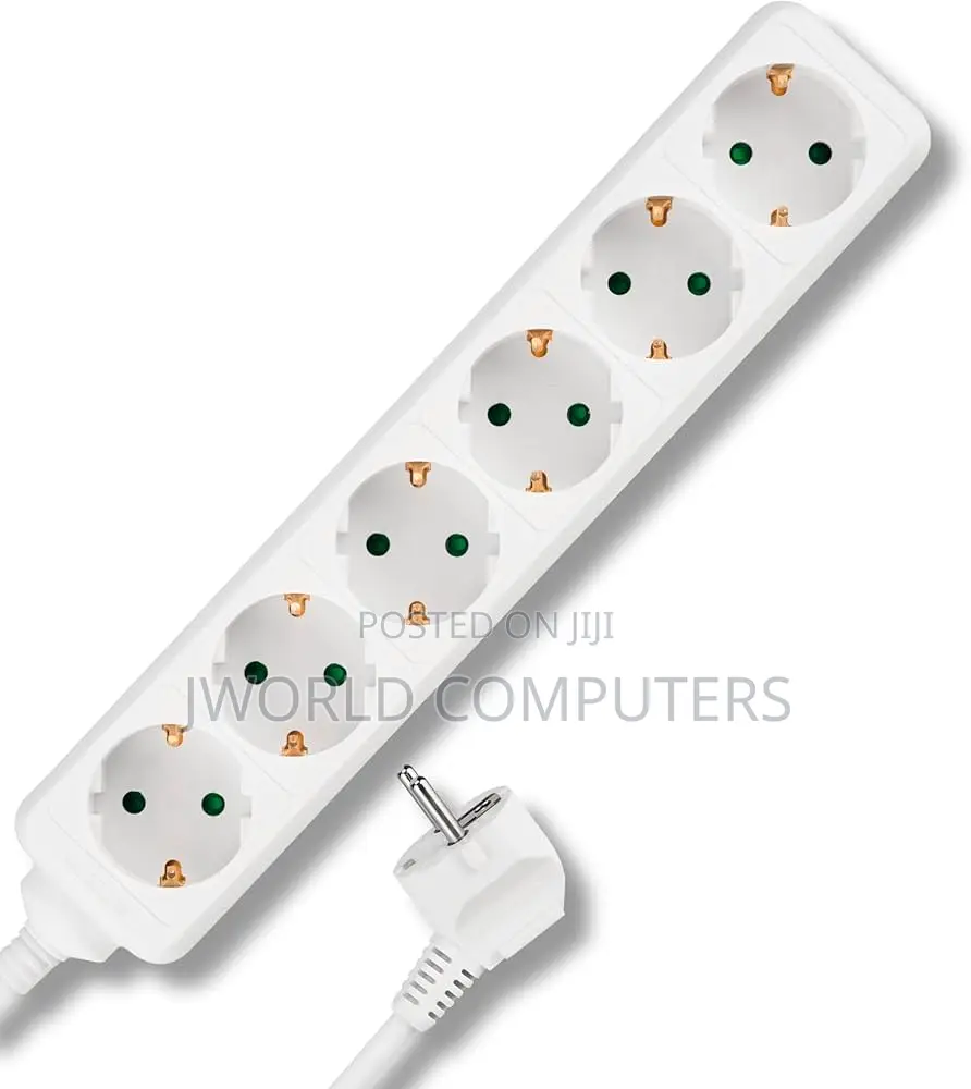 Power Max 6-way Socket Extension Cable With Surge - 3 Meters - White