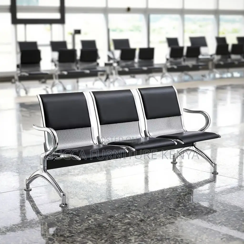 3-link Leather Cushioned Reception Waiting Bench