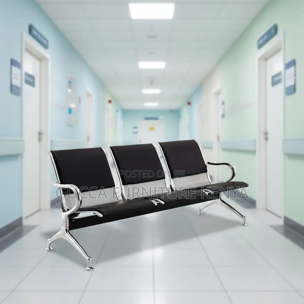 3-link Leather Cushioned Reception Waiting Bench