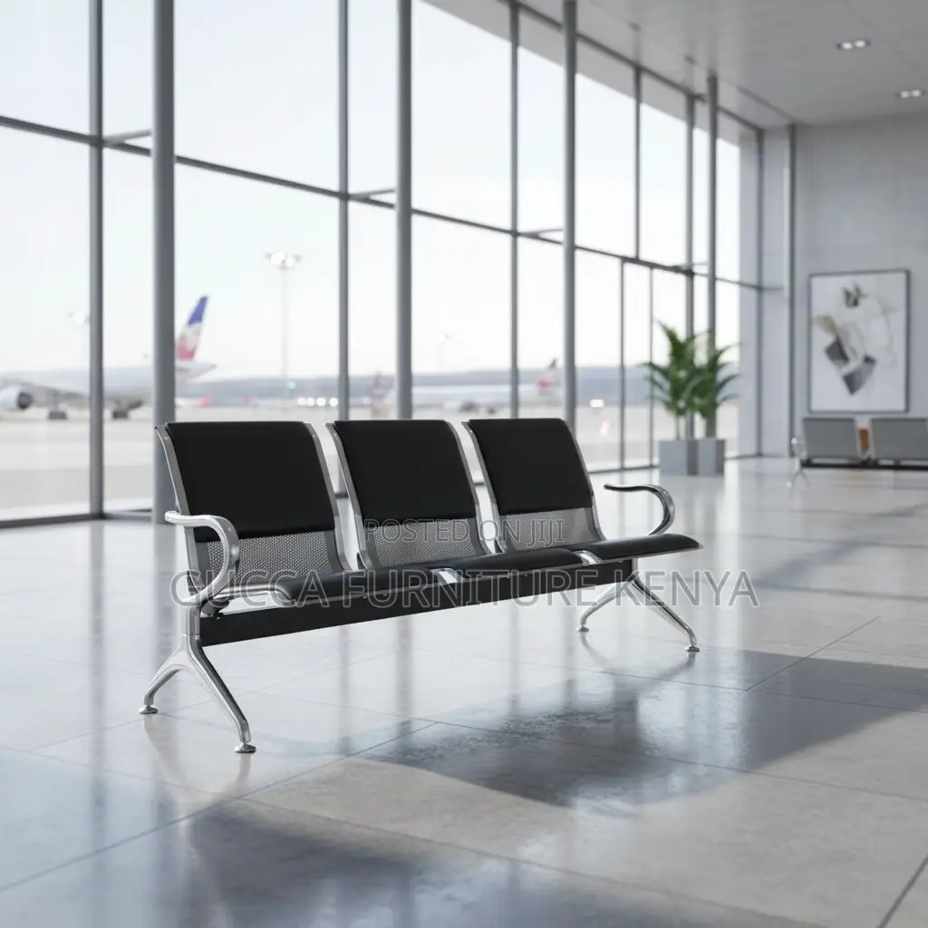 3-link Leather Cushioned Reception Waiting Bench