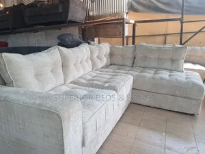 Classic Beige L-Shaped Sofa (5 Seater)
