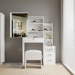 Dressers; White Elegant Vanity Dreessing Table With Sliding Mirror