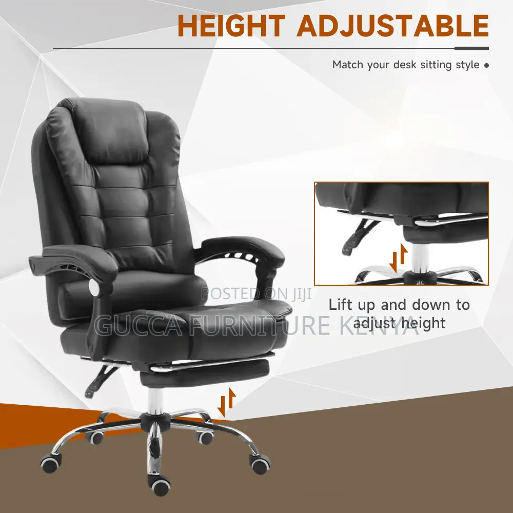 Leather Executive Office Chair With Footrest