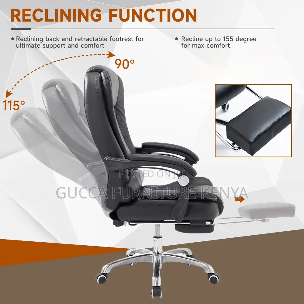 Leather Executive Office Chair With Footrest